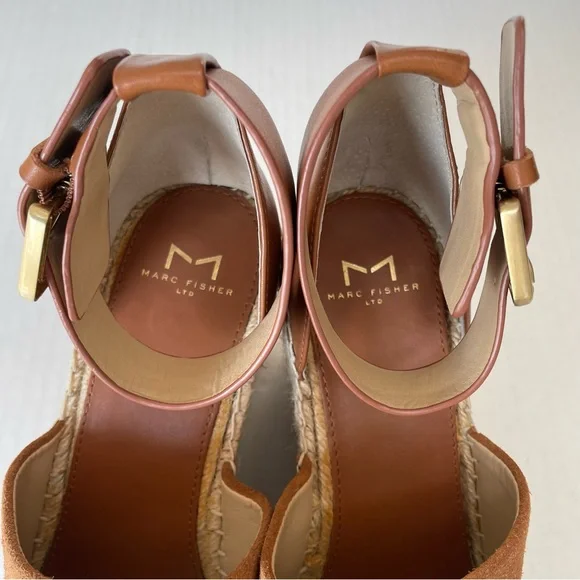 MARC FISHER Womens Brown 2" Platform Adalyn Wedge Leather Espadrille Sandals 9 - Picture 5 of 13